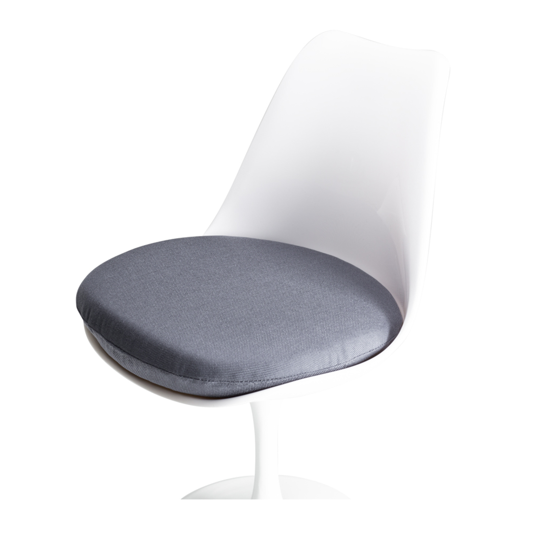 Tulip Gloss White Dining Chair Grey Fabric Seat image 4